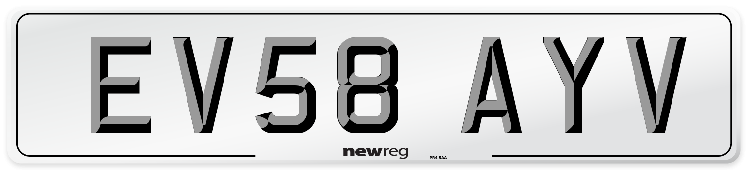 EV58 AYV Number Plate from New Reg